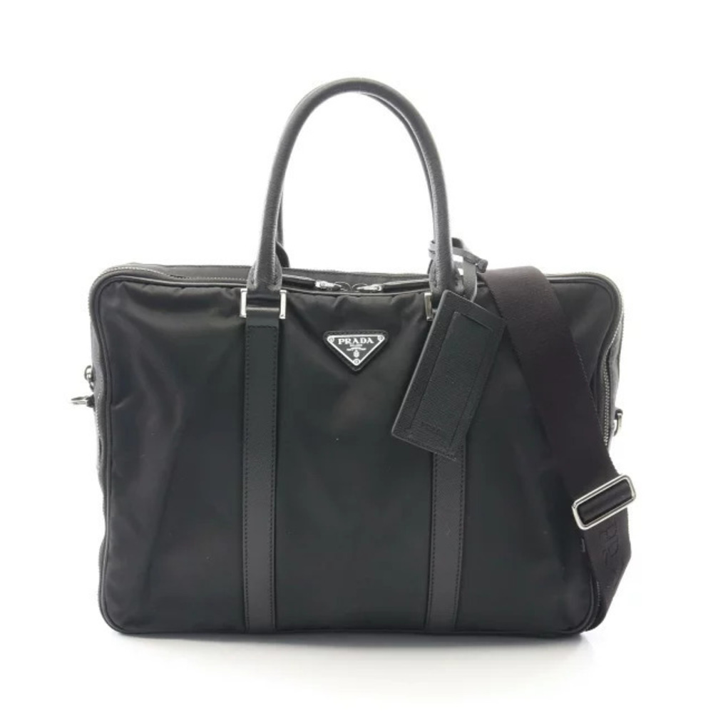 Prada Triangle Business Bag Saffiano Leather Black